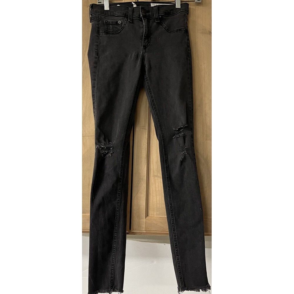 Rag And Bone Acid Wash Denim Leggings Womens Black Stretch Jean Sz 27